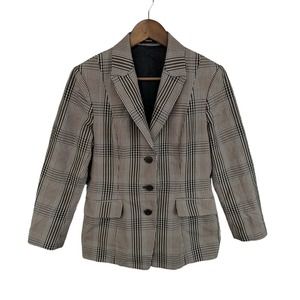 Theory Faringdon Check Riding Jacket In Camel Multi Blazer Jacket Size 12